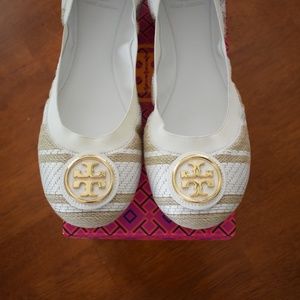 NEW Tory Burch Caroline 2 Ballet Flt-Oatmeal White